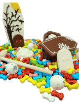 Custom Hand-Crafted Artwork on a White Pastel Coffin filled with Candy! (Candies inside will vary.)