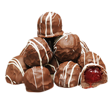 The perfect combination of sugar and cream with a maraschino cherry tucked inside. Enrobed in smooth milk chocolate, these melt in your mouth treats are then drizzled with white chocolate coating for a finishing touch. Packed in our elegant desert series box, ready for gift giving or occasion. 9oz. Box.