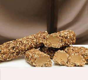A delicious divinity nougat center covered in rich, creamy caramel, and rolled in fresh pecans. 