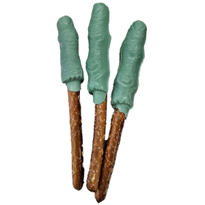 Spooky Green Chocolate Finger Pretzels. Great for Halloween Parties! $3.99 Each.
