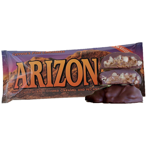 Cerreta Candy Company's Special blend of Caramel, Pecans & Milk Chocolate. A Sweet, Nutty taste of Arizona! 