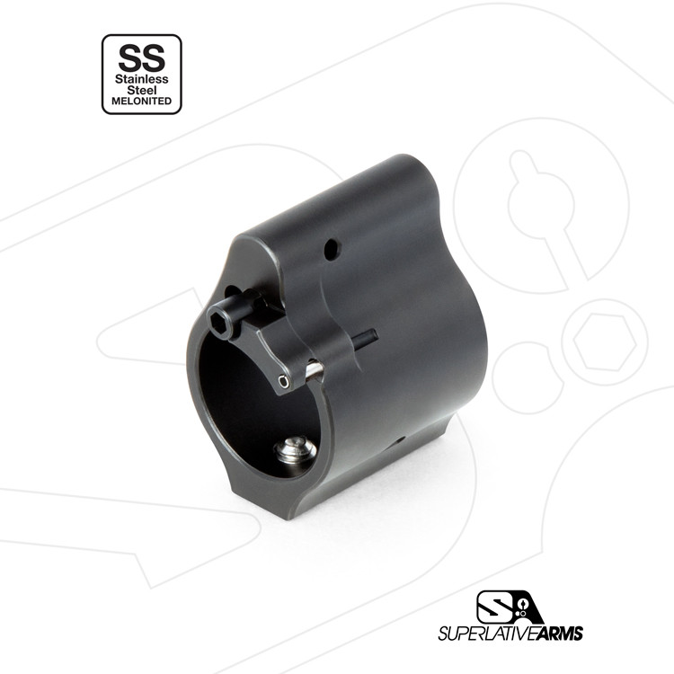 Superlative Arms .750" Adjustable Gas Block, Stainless Steel, Solid Set Screw, Melonite Finish