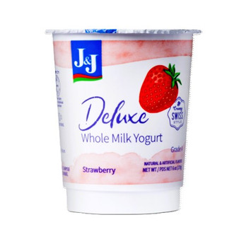J & J Deluxe Yogurt Whole Milk Strawberry 170 Grs