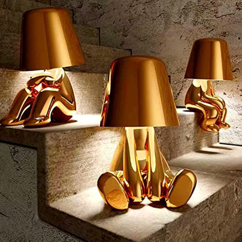 Thinker Lamp Collection; Bedside Touch Control Table Lamp Cordless Led Nightstand Desk Lamp Creative Golden Man with Dimmable Brightness for Living Room; Bedroom; Office