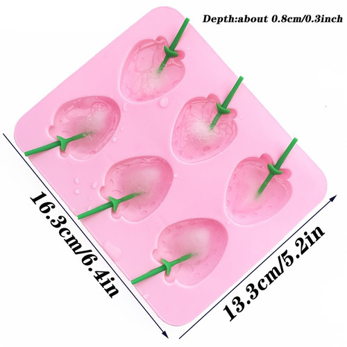 1pc; 6 Strawberry Ice Cube Molds; Ice Cube Tray; Popsicle Molds; 6.4"×5.2"