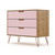 Manhattan Comfort Rockefeller Mid-Century- Modern Dresser with 3-Drawers in Nature and Rose Pink