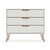 Manhattan Comfort Rockefeller Mid-Century- Modern Dresser with 3-Drawers in Off White and Nature