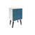 Manhattan Comfort Liberty Mid-Century Modern Nightstand 2.0 with 2 Full Extension Drawers in White and Aqua Blue with Solid Wood Legs