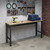 Manhattan Comfort Fortress 72.4" Natural Wood and Steel Garage Table in Charcoal Grey