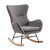 Velvet Fabric Padded Seat Rocking Chair With High Backrest And Armrests