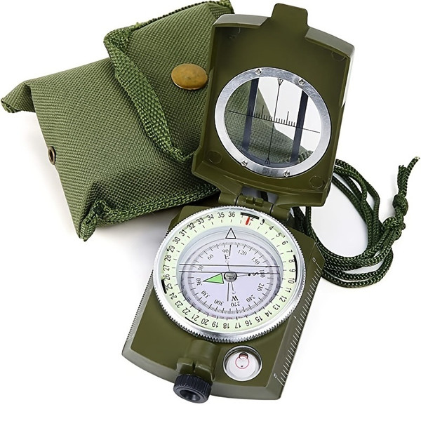 Military Lensatic Sighting Compass; Survival Tactical Backpacking Compact; Handheld Gear With Carry Bag; Waterproof Compass For Hiking Camping Hunting Outdoor For Boy Scout