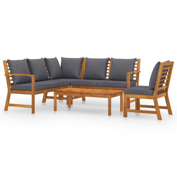 5 Piece Garden Lounge Set with Cushion Solid Acacia Wood