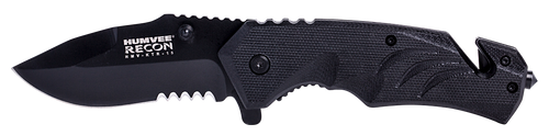 Humvee Tactical Recon 3" Folding Drop Point Knife, Black - HMVKTR15
