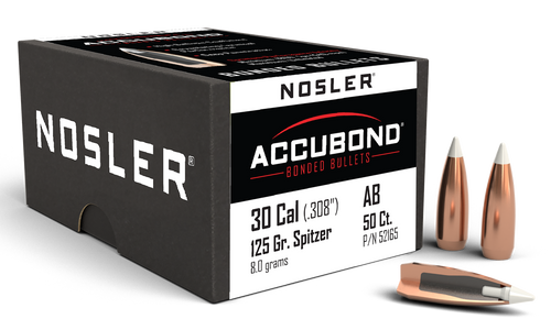 Nosler AccuBond 30 Caliber 125gr Spitzer Point Reloading Bullets - 52165