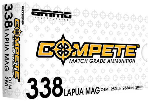 Ammo Inc Compete 338 Lapua Mag 250gr Open Tip Match Rifle Ammo, 20 Round Box - 338LM250BTHPA20