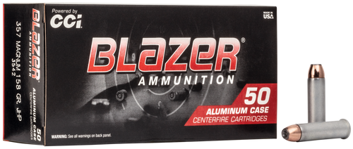 CCI Blazer 357 Mag 158gr Jacketed Hollow Point Handgun Ammunition, 50/Box - 3542