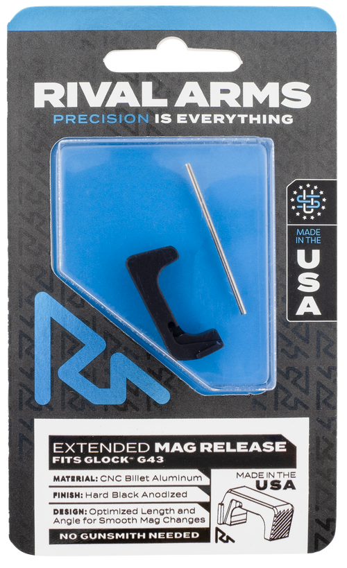 Rival Arms Extended Magazine Release for Glock 43, Black Anodized - RA72G003A