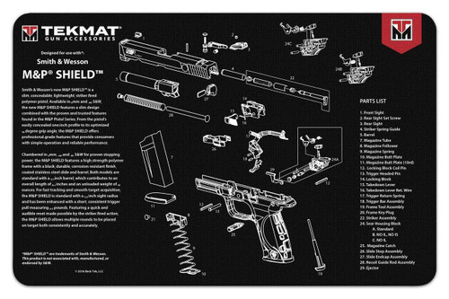 TekMat Armorer's Bench Mat S&W M&P Shield 11"x17" Black - TEKR17SWMPSHIELD