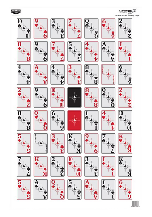 Birchwood Casey EZE-Scorer Playing Cards Paper Hanging Target 23" x 35" Black/Red - 37028