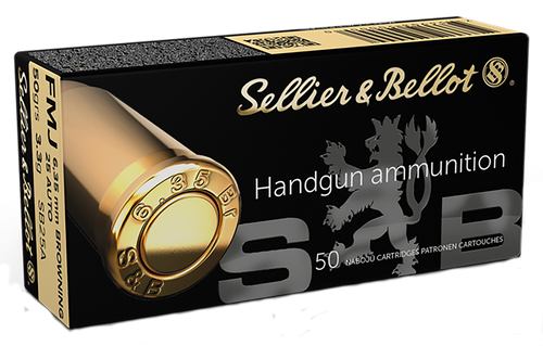 Sellier & Bellot .25 ACP 50gr Full Metal Jacket Handgun Ammo, 50rd Box - SB25A
