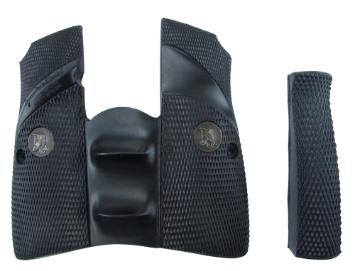 Pachmayr Signature Grip Wraparound Checkered Black Rubber with Backstrap & Finger Grooves for Browning Hi-Power - 03952