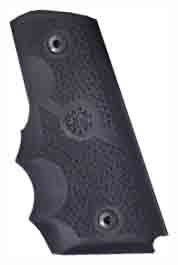 Hogue 1911 Officer Rubber Grip with Finger Grooves, Black Cobblestone - 43000