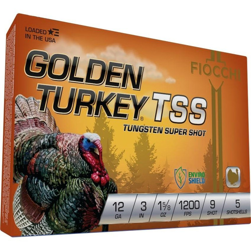 Fiocchi Golden Turkey TSS Plastic 12 Gauge 3" 1-5/8oz #9 Shot 5 Round Box - 123TSS9