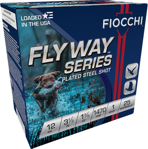 Fiocchi Flyway Steel 12 Gauge 3.5" 1-3/8oz #1 Shot 25 Round Box - 1235ST1