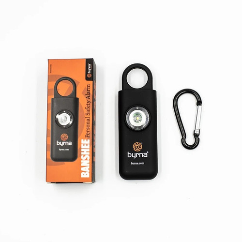 Byrna Banshee Personal Alarm 130dB with Flashing Light and Clip, Black - BM68450