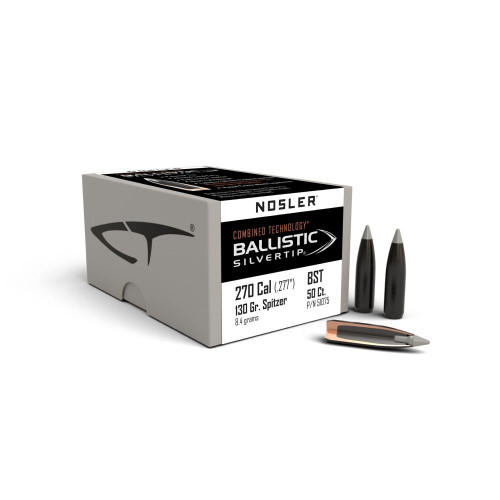 Nosler Ballistic Silvertip .270 Cal 130 Grain Hunting Bullets, 50 Count - NOS 51075
