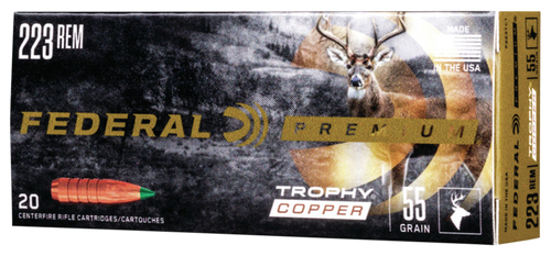 Federal Premium 223 Rem 55gr Trophy Copper Rifle Ammo, 20 Round Box - P223TC1