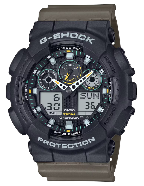G-Shock GA100TU1A3CR Analog-Digital Watch, Green - GA100TU1A3CR