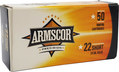 Armscor Precision Brass 22 Short 29gr Solid Point 50 Round Box - 50415