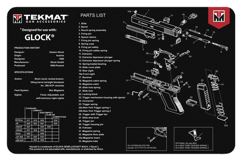 TekMat Glock Cleaning Mat 11" x 17" Black - TEK-R17-GLOCK