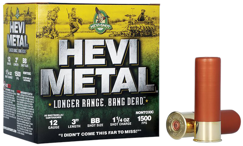 HEVI-Metal Longer Range Plastic 12 Gauge 3" 1 1/4 oz BB Shot 25 Round Box - HS38088