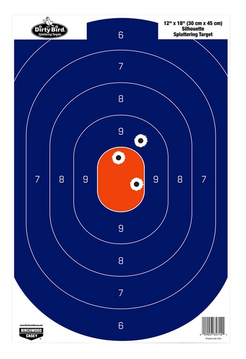 Birchwood Casey Dirty Bird Silhouette Pistol Target 12" x 18" Blue/Orange - 35720