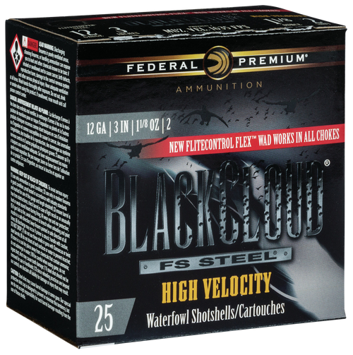 Federal Black Cloud FS High Velocity Steel 12 Gauge 3" 1 1/8oz #2 Shot 25 Round Box - PWBXH1432