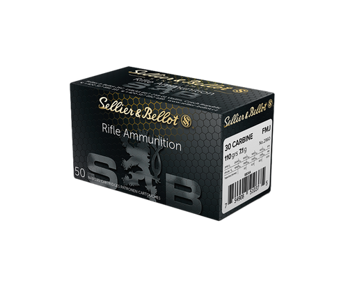 Sellier & Bellot 30 Carbine 110gr Full Metal Jacket Rifle Ammo, 50rd Box - SB30A
