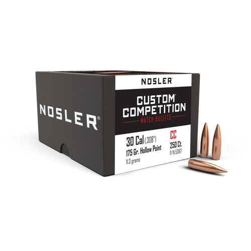 Nosler Custom Competition Rifle Bullets .30 Cal .308" 175 gr HPBT 250/ct - 53167