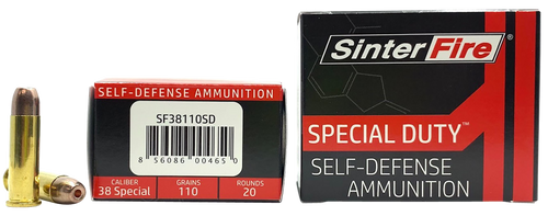 SinterFire Inc Special Duty 38 Special 110gr Lead Free Frangible Hollow Point Handgun Ammo, 20 Round Box - SF38110SD