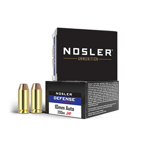 Nosler Defense 10mm 200gr JHP Bonded Handgun Ammo, 20/Box - NOS 39156