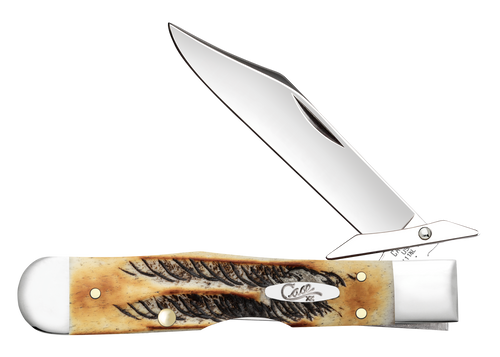 Case Knives Cheetah Cub 6.5" Bone Stag Folding Knife - 65349