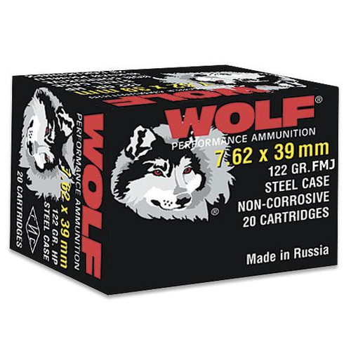 Wolf WPA Polyformance 7.62x39mm 123gr FMJ Rifle Ammunition 20rd Box - 762BFMJ