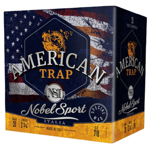 NobelSport Target Trap Plastic 20 Gauge 7/8 oz #8 Shot 25 Round Box - ANS208