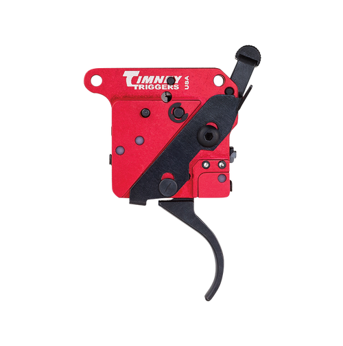 Timney Triggers Remington 700 2-Stage Curved Trigger with Safety, Black/Red Finish - 533