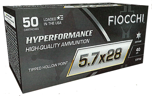 Fiocchi Hyperformance 5.7x28mm 40gr Tipped Hollow Point Handgun Ammunition 50rd Box - 57PT40