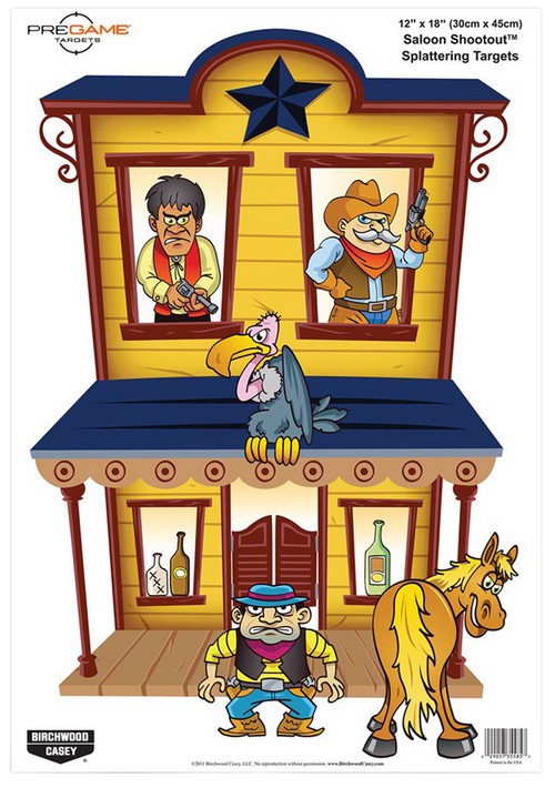 Birchwood Casey Pregame Saloon Shootout Paper Targets, Multi-Color - 35564