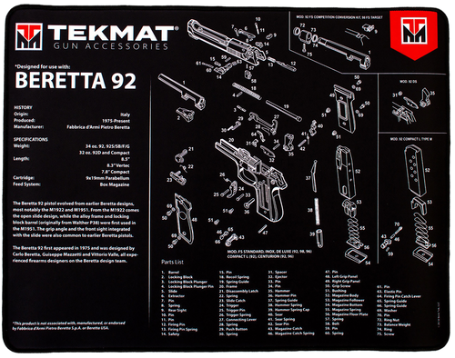 TekMat Ultra 20 Beretta 92 Cleaning Mat Black/White - TEKR20BER92