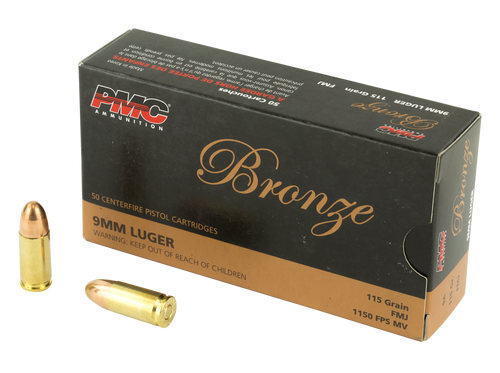 PMC Bronze 9mm Luger 115 Grain FMJ 50 Rounds - 9A