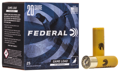 Federal Game-Shok High Brass Plastic 20 Gauge 1oz #5 Shot 25 Round Box - H2045